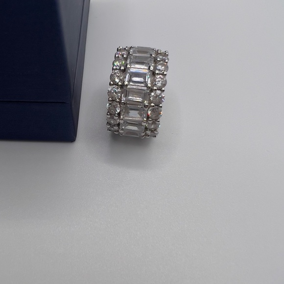 Women’s Ring Triple Row Italo Sterling Silver Created EternityBand Size 6 925 - Picture 8 of 16